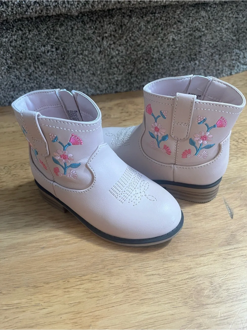 Cat & Jack Light Pink Floral Embroidered Kids Boots